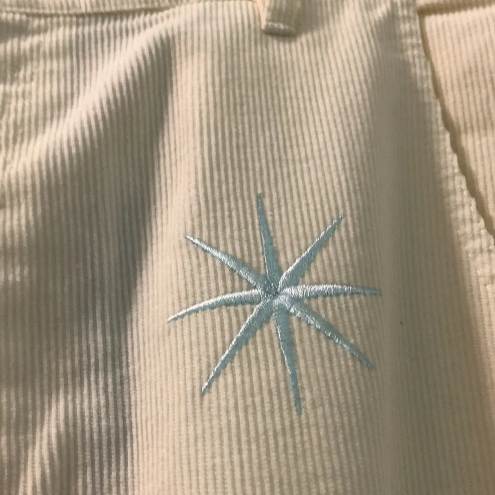 NEW Flan Labs CONSTELLATION CORDUROY PANTS Mens M 100% cotton embroidery NWT